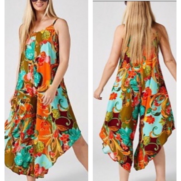 Ivy Street Pants - Ivy Street Multicolored Sleeveless Spaghetti Strap Jumpsuit